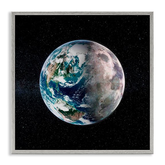 Stupell Industries Contemporary Earth in Galaxy Gray Framed Giclee Art, 17 x 17, by Grace Popp