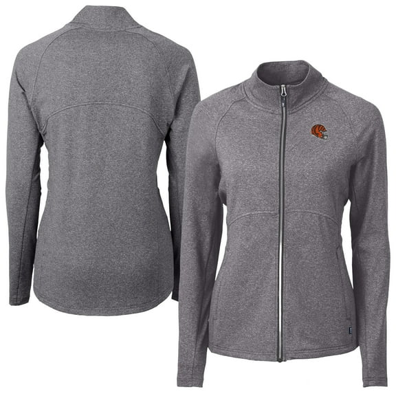 Women's Cutter & Buck Heather Black Cincinnati Bengals Adapt Eco Knit Heather Full-Zip Jacket