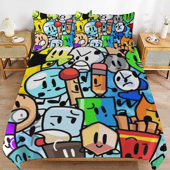 3 Piece Comfortable Bedding Set Battle For Dream Island Bfdi Duvet Cover Twin Bed with 2 Pillowcase 79"x90"