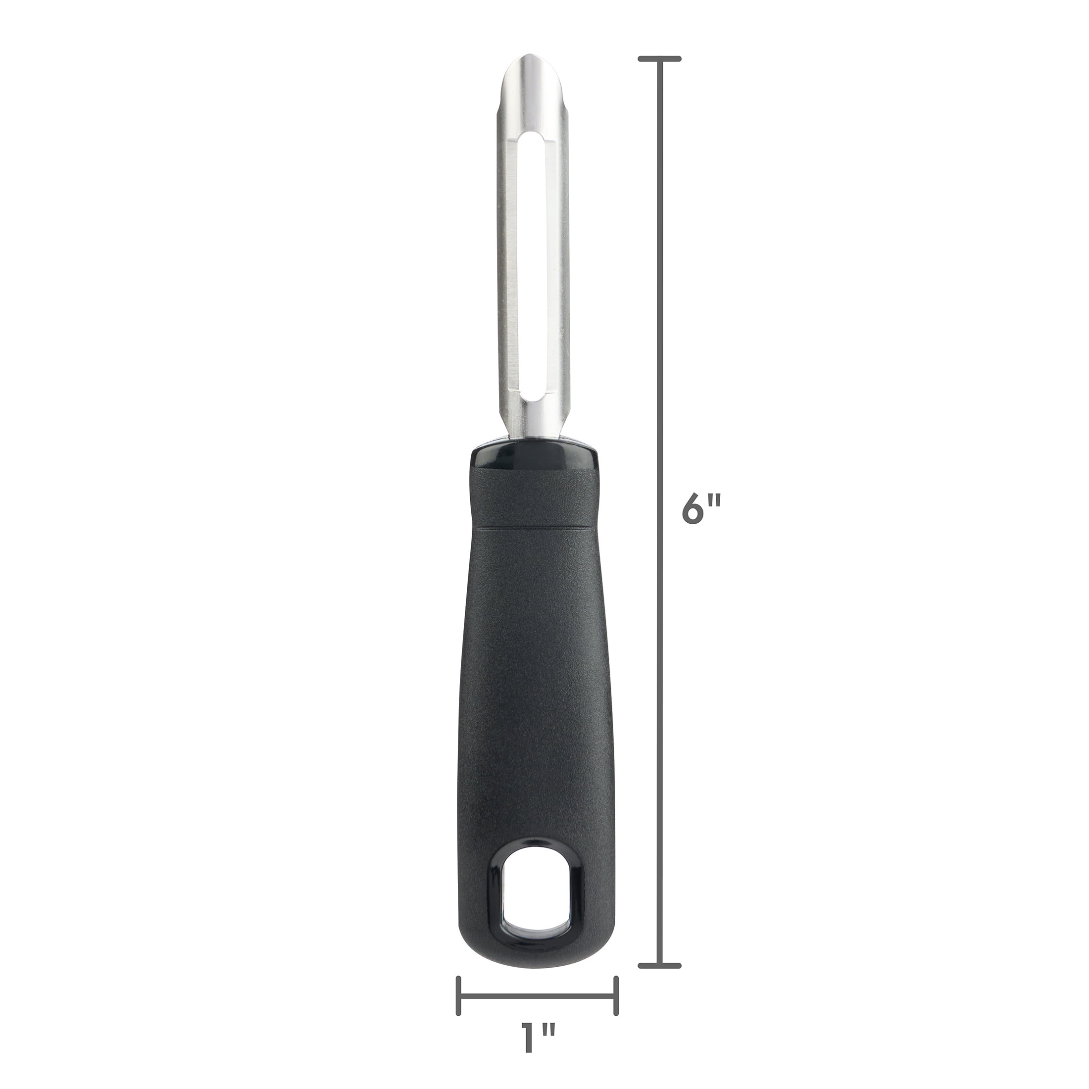 Mainstays 6in Stainless Steel Fruit and Vegetable Peeler, Black