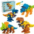 thumbnail image 3 of Esaierr 4pcs Toddler Plastic Kids Puzzle Assembling Dinosaur Building Blocks Set Toy, 3 of 5