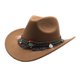 thumbnail image 1 of Sombrero de vaquero premium Guardung para un estilo occidental elegante y moderno, sombrero de vaquero occidental hueco de lana para niños, color caqui, 1 of 6