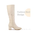 thumbnail image 3 of BLISSFUL STEP Women's Knee High Boots Square Toe Slouch Chunky Heel Cream 7, 3 of 6