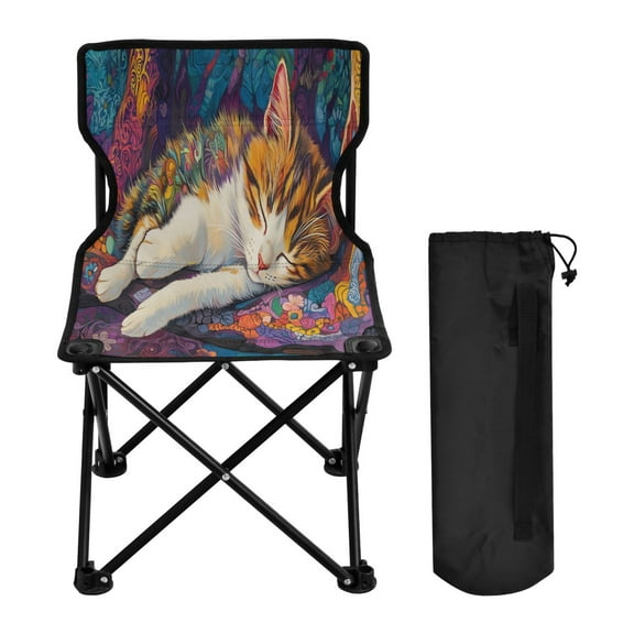 YAZAOO Camping Chairs Modern Artistic Cat with Moon Pattern Folding chair