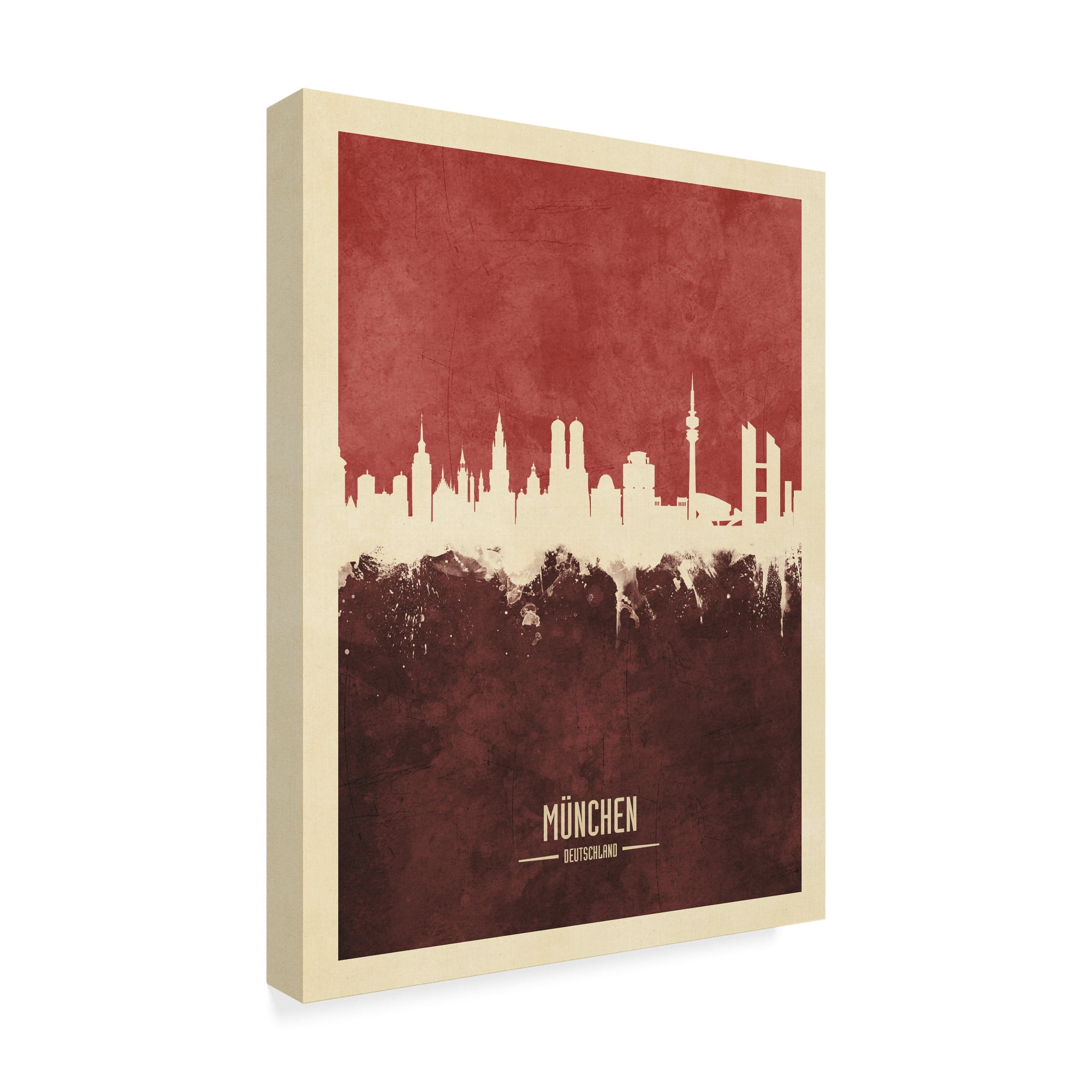 Trademark Fine Art 'Munich Germany Skyline Red II' Canvas Art by Michael Tompsett