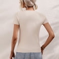 thumbnail image 3 of Top recortado para mujer, camisa recortada de manga corta ajustada a la moda de Color puro para uso diario, 3 of 8