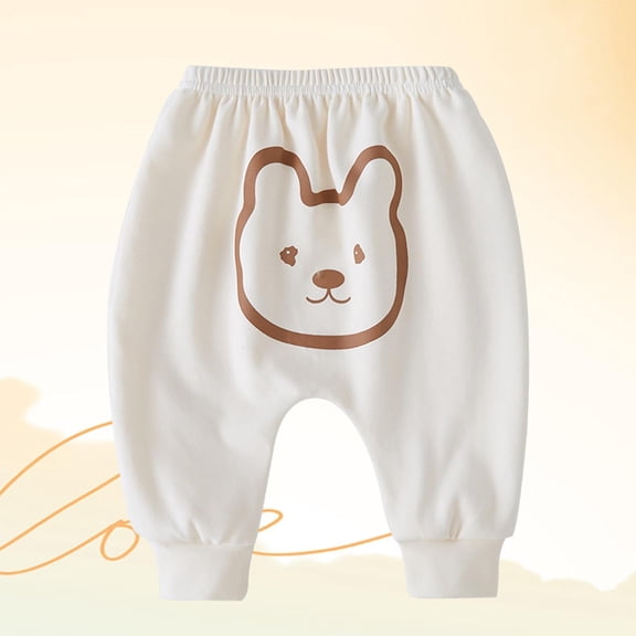 Baby Boys Girls Cotton Pants Cute Sweatpants For Boys Girls Cute Soft Comfortable Home Casual Pj Bottoms Beige 3-6 Months