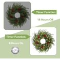 thumbnail image 3 of 22" Christmas Wreaths, with Led Lights & Red Berries, Wreath Hanging for Wall Farmhouse Window Front Door Xmas Decor, 3 of 12