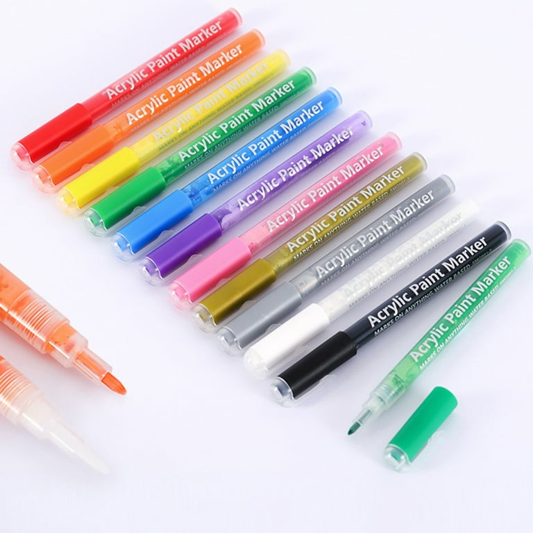 28 Pastel Colors Dual Tip Acrylic Paint Markers, Brush Tip and