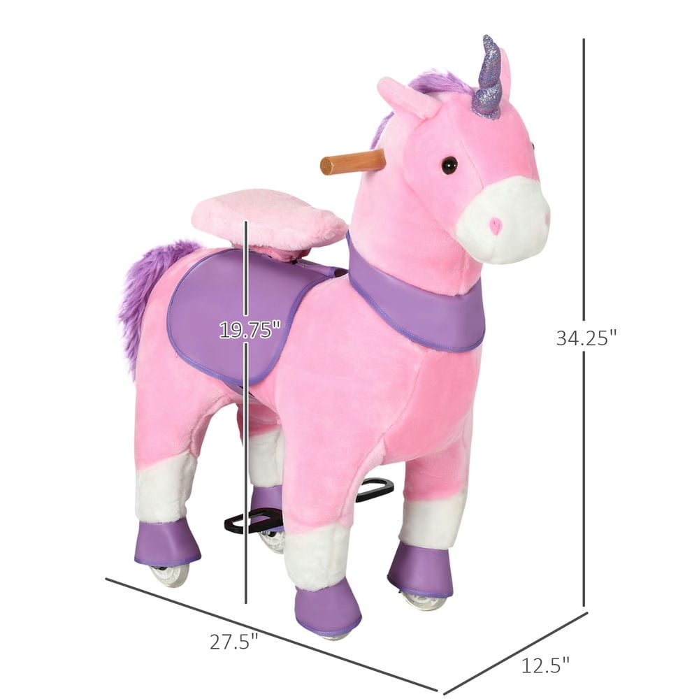 Kadyn Ride On Real Walking Unicorn with Sparkly Horn, Soft Plush Ride On Rocking Horse Bearing