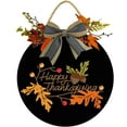 thumbnail image 1 of Eveokoki 11" Happy Thanksgiving Wood Hanging Sign Plaque Wooden Front Door Hanger Rustic Outdoor Wall Art for Porch Decoration Home Antique Wood Round Hello Door Sign, 1 of 5