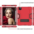 thumbnail image 5 of Case for iPad Pro 12.9 Inch 2021/2020/2018, Kickstand Shockproof Kids Proof Case Heavy Duty High Impact Resistant Hybrid Three Layer Rugged Defender Full Body Protection Case, Red+Black, 5 of 5
