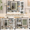 thumbnail image 4 of White Vanity Desk with Sliding Mirror & Lights, Vanity Table Makeup Desk with Charging Station 2 Drawers 2 Doors, Lots of Storage Shelves, Large Vanity Set with Cushioned Stool, 4 of 8