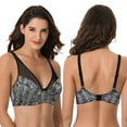 thumbnail image 4 of Curve Muse Women's Plus Size Minimizer Unlined Underwire Full Coverage Bra-2 Pack-Cream Printed,Black (Size:38D), 4 of 6
