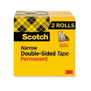 Scotch 665 Double-Sided Tape, 1/2" x 900", 1" Core, Clear, 2/Pack -MMM6652PK