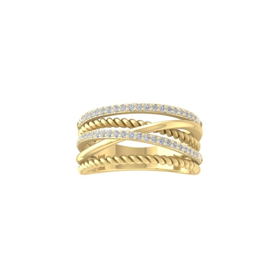 Araiya Fine Jewelry Gift For Mothers Day 10K Yellow Gold Round-shape Lab Grown Diamond Fashion Band Ring ( 1/3 cttw, D-F Color, VS Clarity) Size 8.5