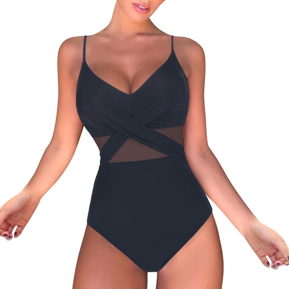 MSJUHEG Tummy Control Swimsuits for Women,Monokini,Full Coverage Slimming Swimwear,Strapless Bathing Suits,Push Up Swimsuits for Women,Ruched Push Up Bathing Suit,Womens Tankini Bathing Suits Black L