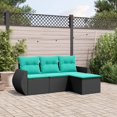 thumbnail image 1 of vidaXL 4 Piece Garden Sofa Set with Cushions Black Poly Rattan, 1 of 5