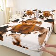 thumbnail image 4 of jejeloiu Highland Cow Cowhide Bed Sheets Kids,Farm Animal Print King Sheets,4-Piece, 4 of 6