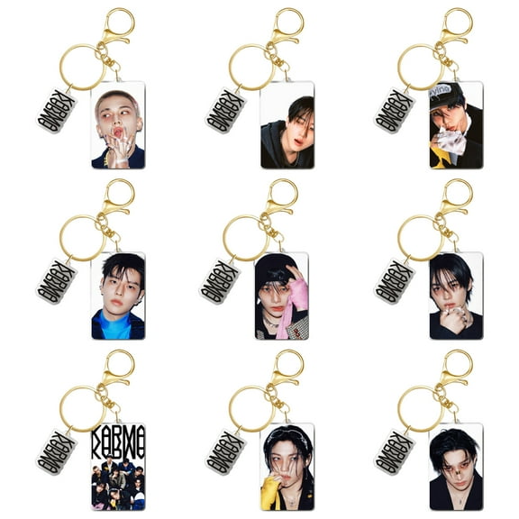 Stray Kids K-Pop Group Photo Keychain with Durable Metal Clasp Trendy Karma Famous Boy Group Star Keychain, Collectible Pendant, Perfect Gift for Fans