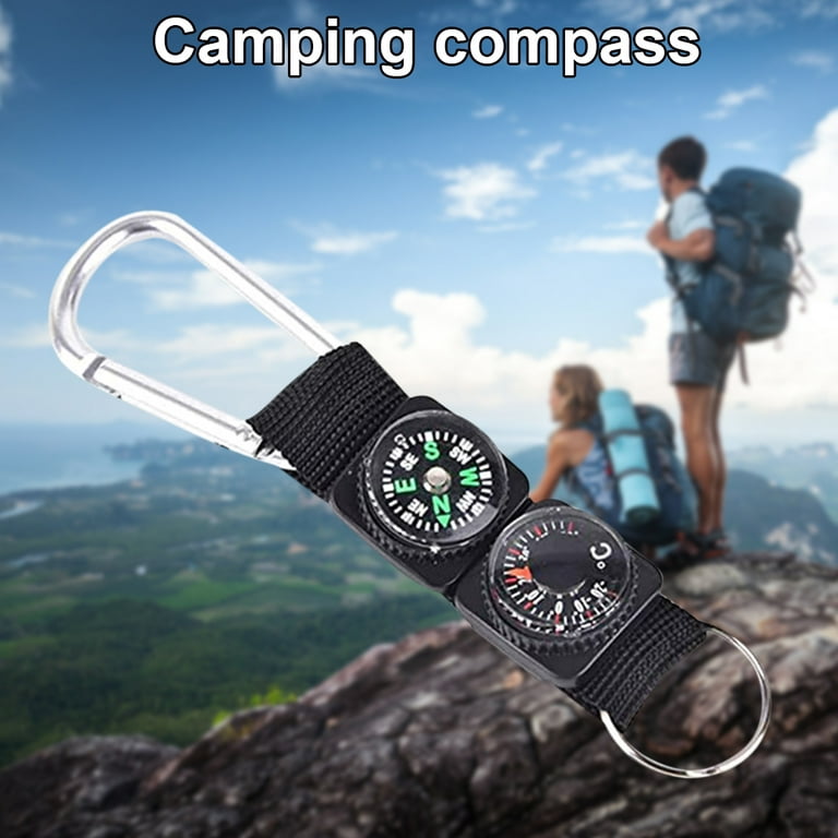 Compass Thermometer 3 in 1 Carabiner Keyring Outdoor Hiking Tactical  Survival