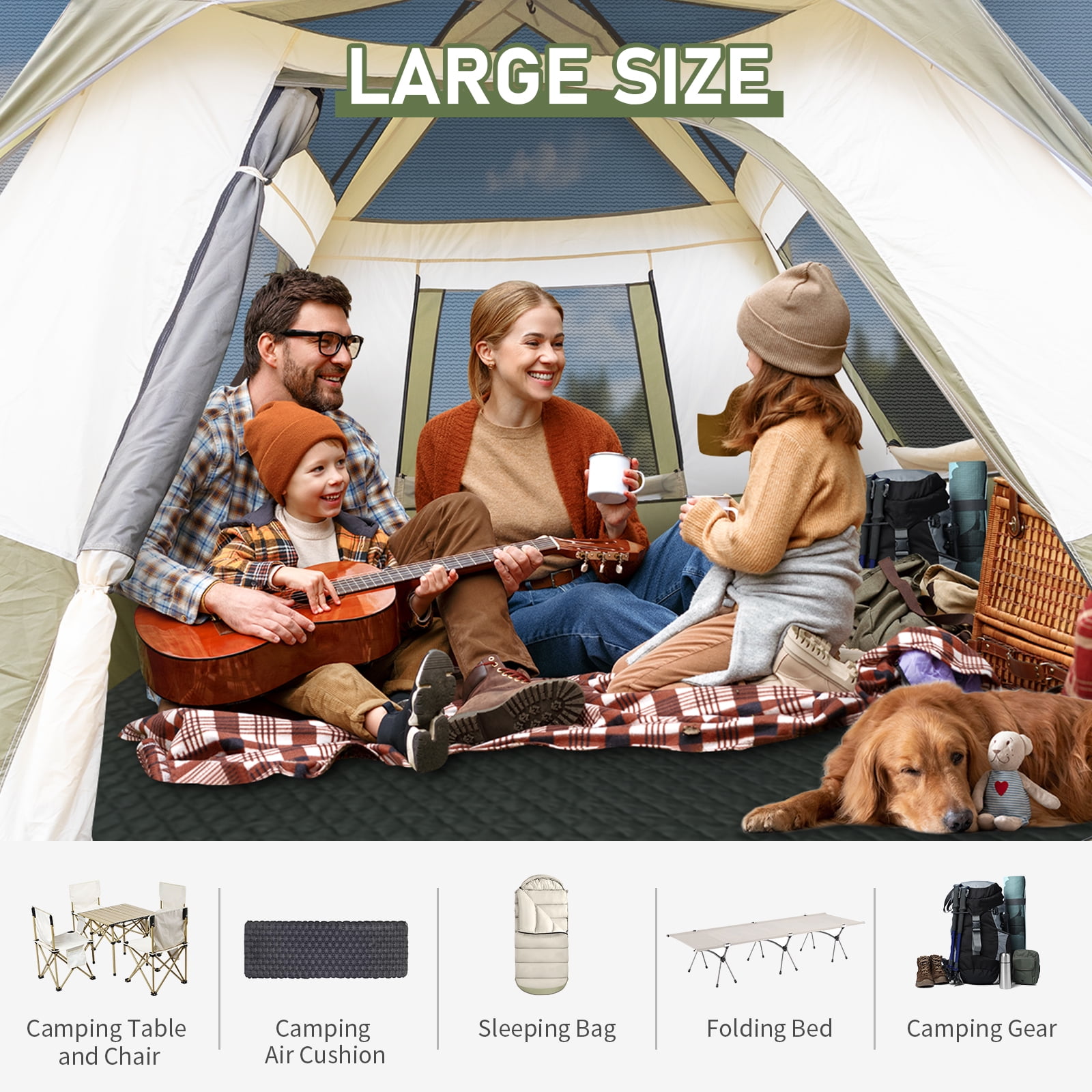 Ktaxon 6 Person Family Tents, Parties, Music Festival Tent, Big, Easy Up, Waterproof, Weather Resistant, Green