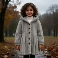 thumbnail image 2 of HNMKIU Girls Hooded Long Coat with Waist Tie Casual Girls Coat Outerwear for Autumn Winter Season Grey-A,4-5 Years, 2 of 4
