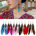 thumbnail image 4 of GKNET Hook Earrings Feather Beaded Earrings Drop Dangle Earrings Gift Beach Jewelry-red, 4 of 9