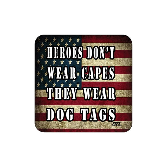 Rogue River Tactical Patriotic USA Flag Drink Coaster Set Military Veteran Gift Heroes Wear Dog Tags Bar Kitchen Home