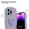 thumbnail image 2 of for iPhone 14 Pro Max Case Cute 3D Love Heart Curly Wave Shape Phone Cover Soft TPU Shockproof Full Camera Lens Protective Case for iPhone 14 Pro Max 6.7 Inch for Women Girl-Purple, 2 of 12