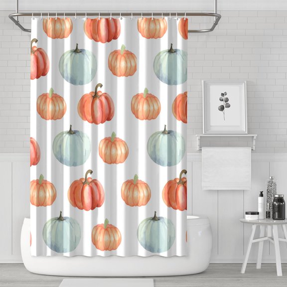Rustic Autumn Farm Pumpkins Harvest Shower Curtain,Reusable Bath Curtain with Hooks Vintage Polyester Fabric Bathroom Curtains for Halloween Thansgiving Christmas Hotel Dorm