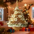 thumbnail image 2 of geerera Bee-Themed Christmas Tree Ornament, 2D Acrylic Honeycomb Hanging, Beehive Flowers Ornament for Nature Lover Gifts, Unique Home Decoration, 2 of 9