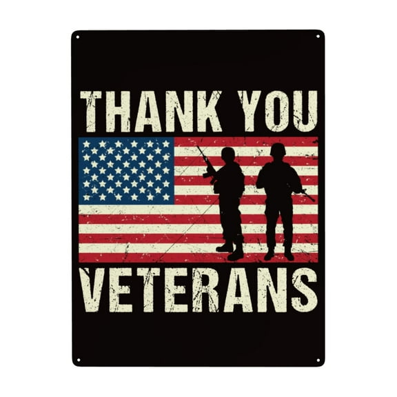 Thank You Veteran Metal Sign Decor Tin Hanging Picture Wall Decoration 12x16 Inches
