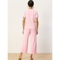 thumbnail image 3 of DARING DIVA Women's Ribbed Knit Round Neck Short Sleeve Pajamas Set 2XL Light Pink, 3 of 6