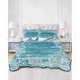 thumbnail image 2 of Quilts Full Size Bedding Set, Teal Coastal Lightweight Quilted Comforter, Summer Ocean Sea Ombre Starfish Corals Soft Reversible Bedspread Coverlet with Pillow Covers for All Season, 78" x 90", 2 of 7