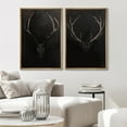 thumbnail image 3 of IDEA4WALL Framed Canvas Print Wall Art Set Rustic Antler Skull Pattern Prints Dark Dramatic Black Vintage-Inspired Deer and Elk Antlers Illustrations Minimal for Home Decor - 24"x36"x2 Natural, 3 of 5