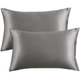 thumbnail image 1 of Funda de almohada de satén para cabello y piel, paquete de 2 - Fundas de almohada de tamaño estándar - Fundas de almohada de satén con cierre de sobre, 1 of 3