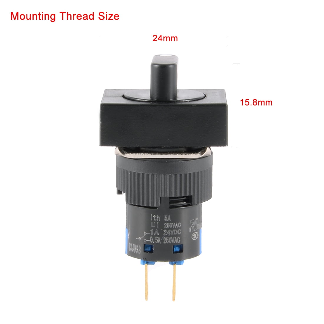 AC 250V 5A DPDT 8P NO + NC 1/0/2 3 Position Rect Head Rotary Selector