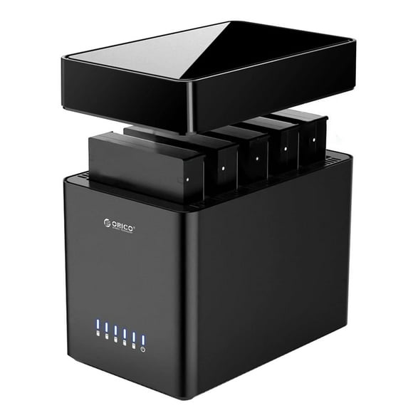 ORICO 5 Bay 3.5inch Hard Drive Enclosure USB 3.0 to SATA Magnetic Tool-Free External HDD Docking Station Case with 12V/6.5A Power Adapter for Family