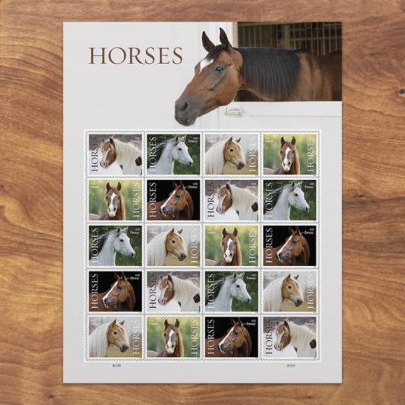 Sellos postales Caballos del Servicio Postal de los Estados Unidos 2024