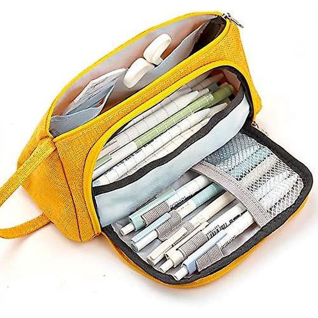 2024, Estuche para lápices y bolígrafos de lona de colores de gran capacidad, bolsa organizadora grande multifunción para lápices y bolígrafos