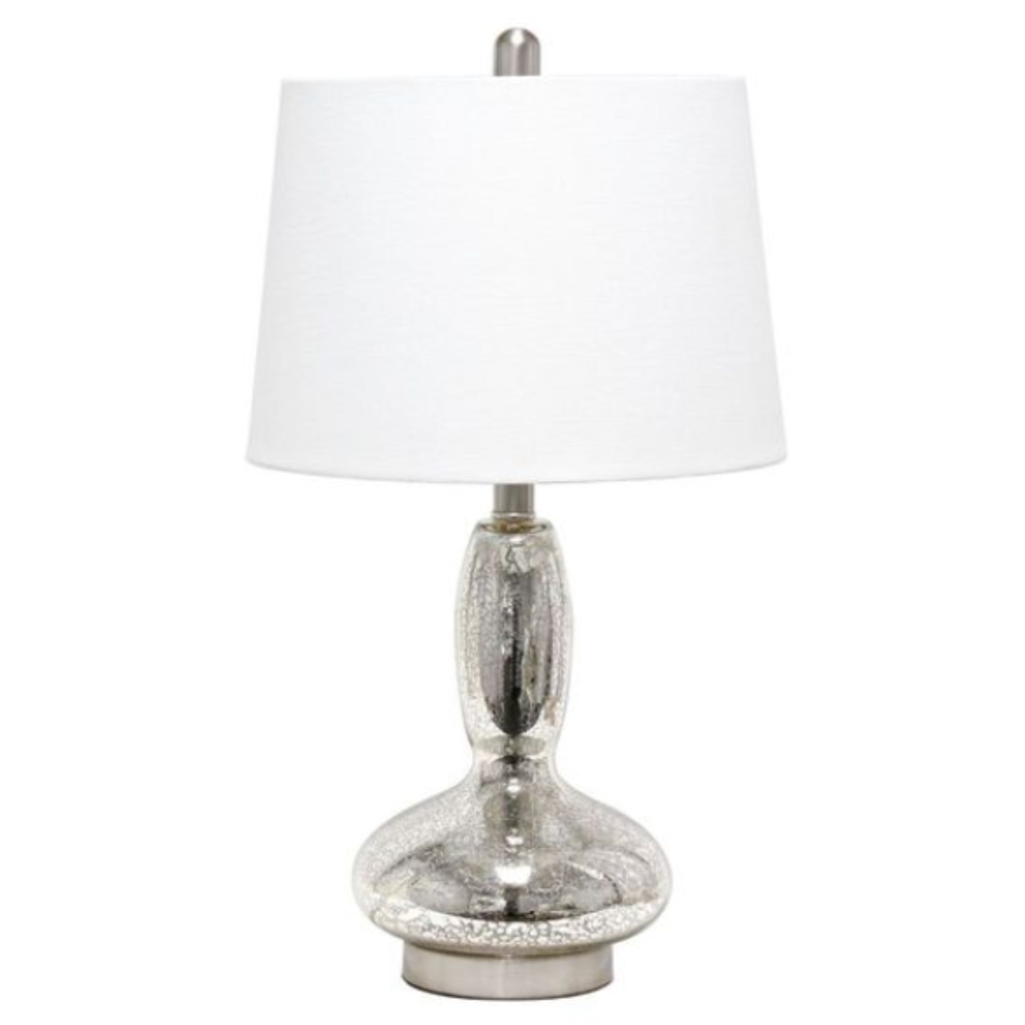 Lalia Home Glass Dollop Table Lamp with White Fabric Shade, Mercury