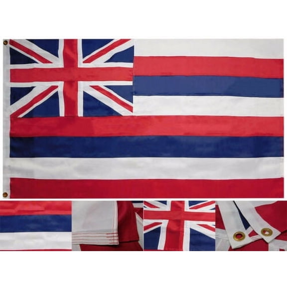 4X6 State of Hawaii Premium 4'x6' SYTHETIC COTTON 2-Ply Embroidered Flag Banner