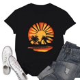 thumbnail image 2 of NAMTYQX Shirts for Teens Girls Lightweight Hawaii Print Graphic Breathable Plus Size Boyfriend Short Sleeve Scoop Neck Blouses for Women Casual Black Size 3XL, 2 of 5