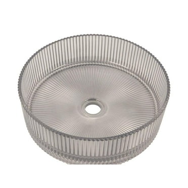 CastelloUSA Cowrie Timeless Smoky Gray Tempered Glass Crystal Round Vessel Sink - 16 in.