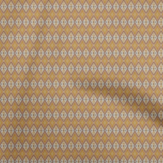 oneOone Rayon Yellow Fabric Asian Kilim Sewing Material Print Fabric By The Yard 56 Inch Wide