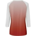 thumbnail image 4 of ATOYSOY Women's Fashion Clothes Gradient Pullovers Casual 3/4 Sleeve Tops Cute Going Out Business Tees Slim Raglan Shirts Clearance Round Neck Blouses Summer Holiday Red L, 4 of 5