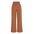 thumbnail image 5 of Rciityk Wide Leg Pants for Women Casual Flowy Straight Pants Solid Color High Waist Drawstring Lounges Trousers with Pockets Brown M, 5 of 7