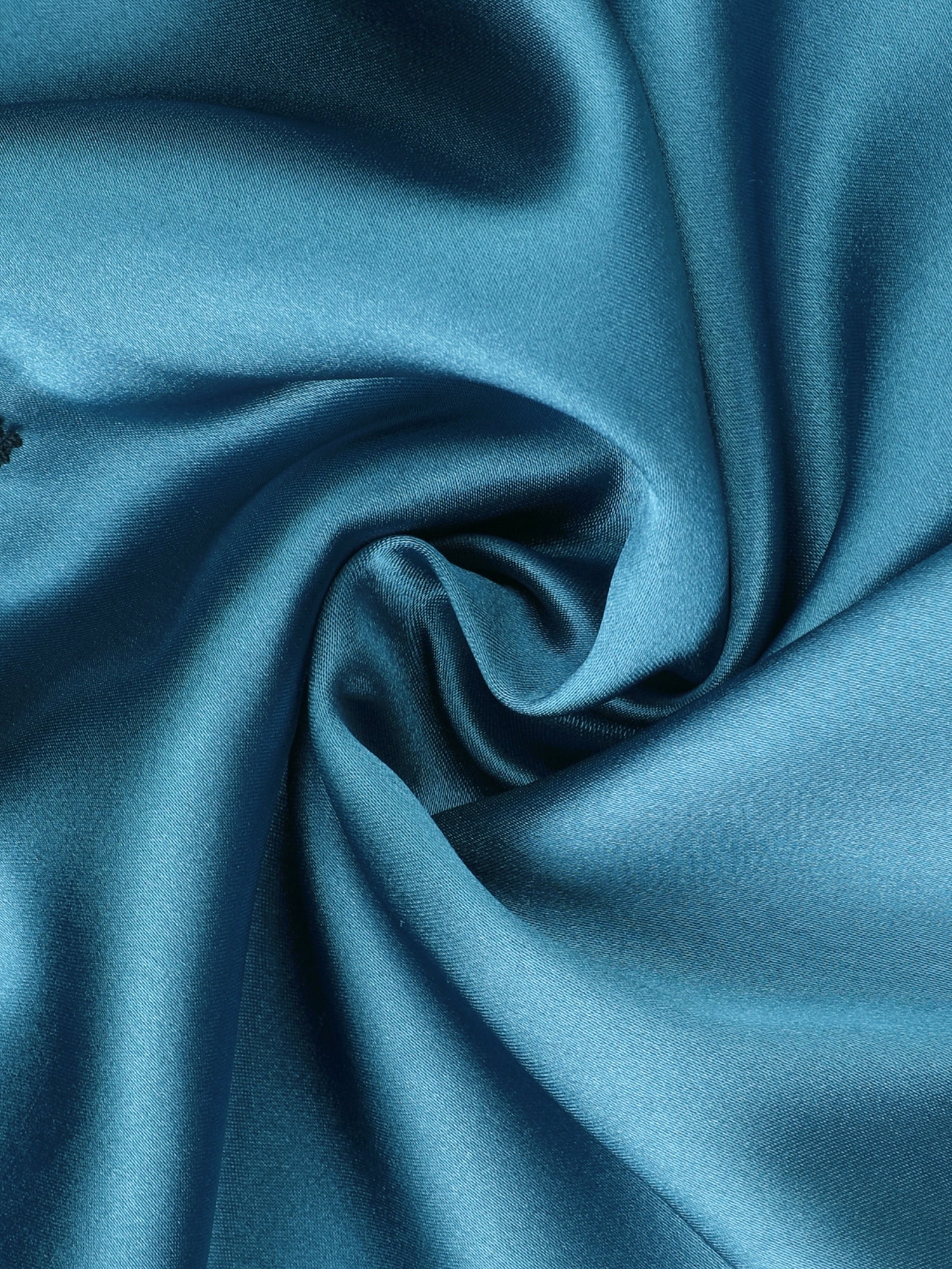 DARING DIVA Satin Pajamas Silky Button Down Short Sleeve Shirt Pants Set L Peacock Blue