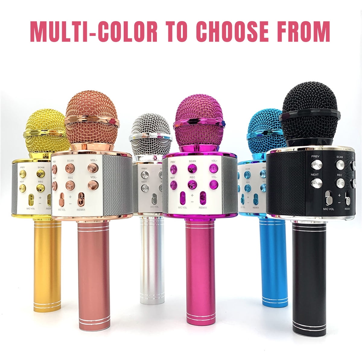 PayUSD Wireless Microphone for Kids Bluetooth Karaoke Microphone for adults 5-in-1 Portable Handheld Mic Speaker Birthday Christmas Gifts Toys for Girls Boys Adults All Age, Golden